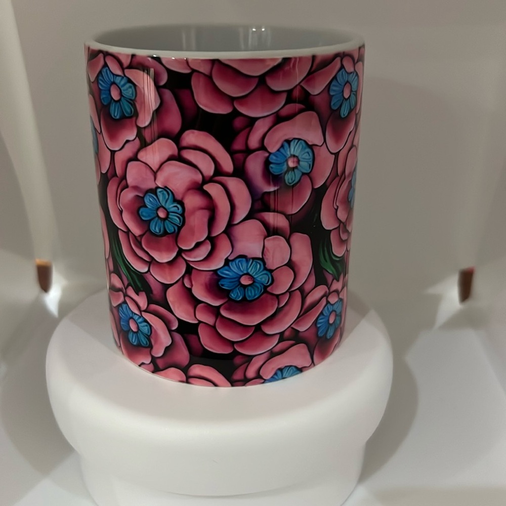 Pink and blue flowers coffee mug